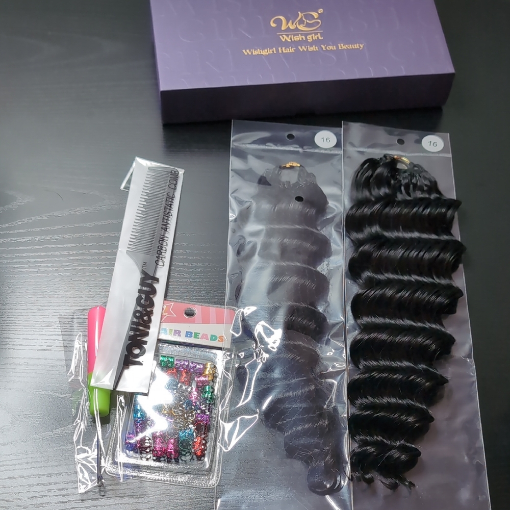 16 Inch 120 G Pre-separated Feather Crochet Human Hair Deep Wave 100 Strands